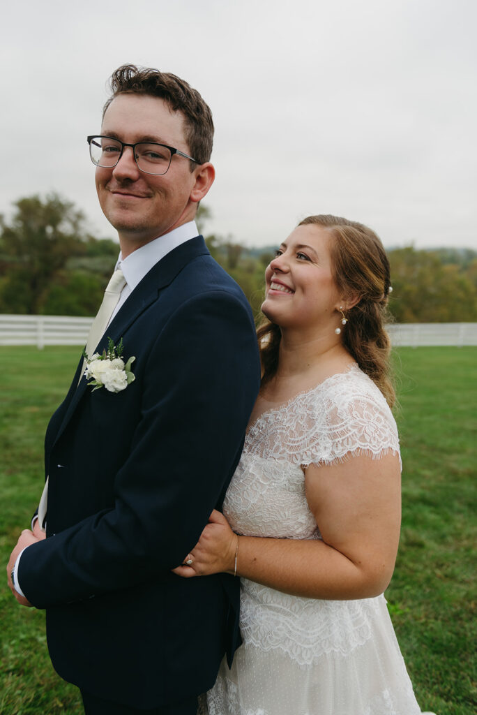 romantic bride and groom at blue hill farm