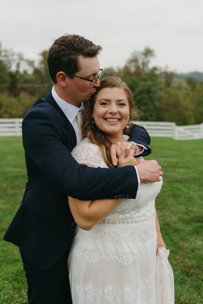 romantic bride and groom at blue hill farm