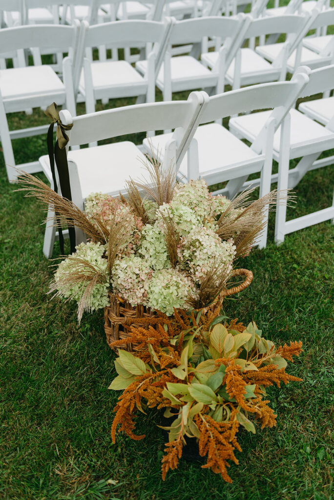 wedding ceremony set up at blue hill farm in loudoun county