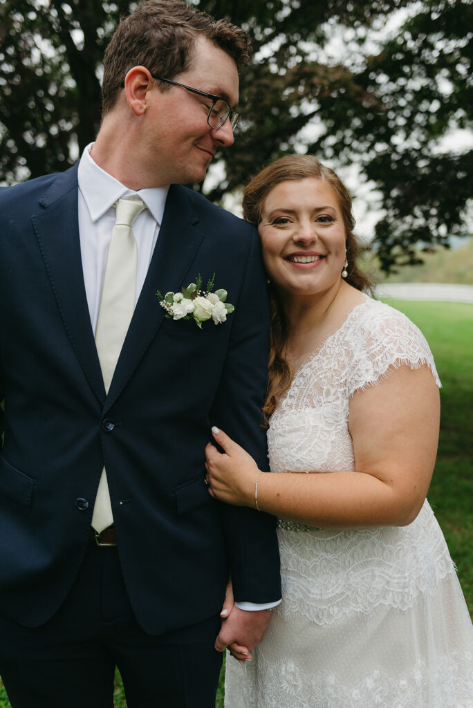 romantic bride and groom at blue hill farm