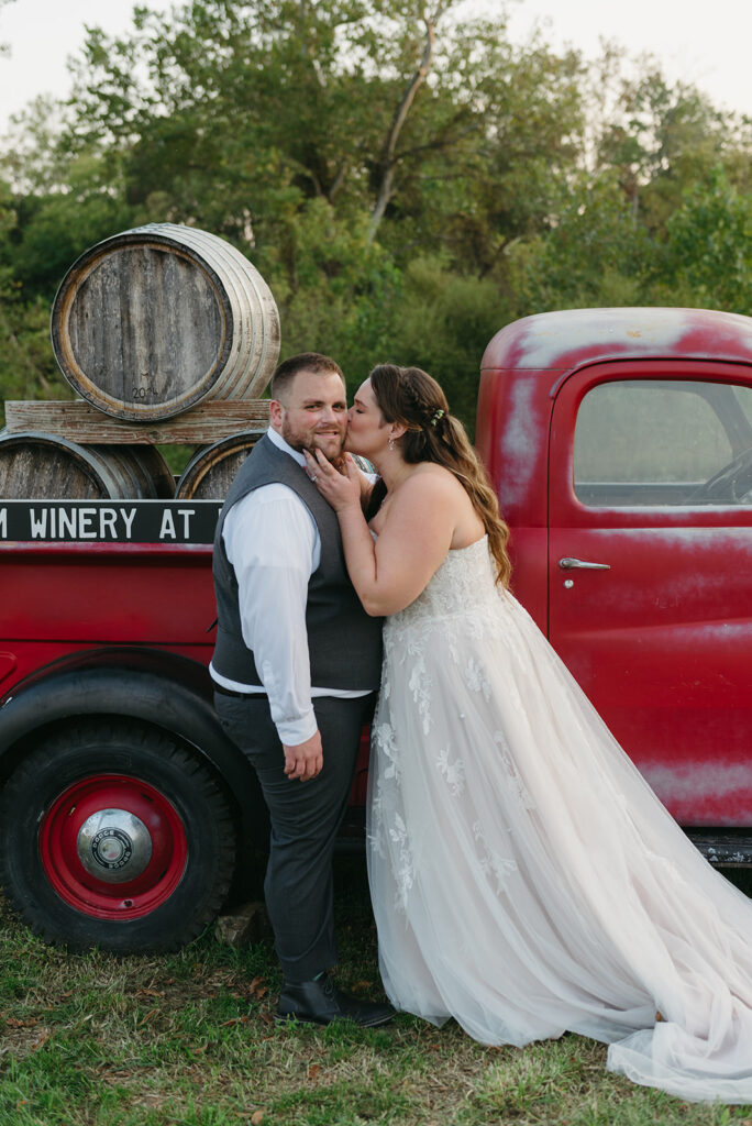 bride and groom during their wedding day at old farm winery at hartland, VA