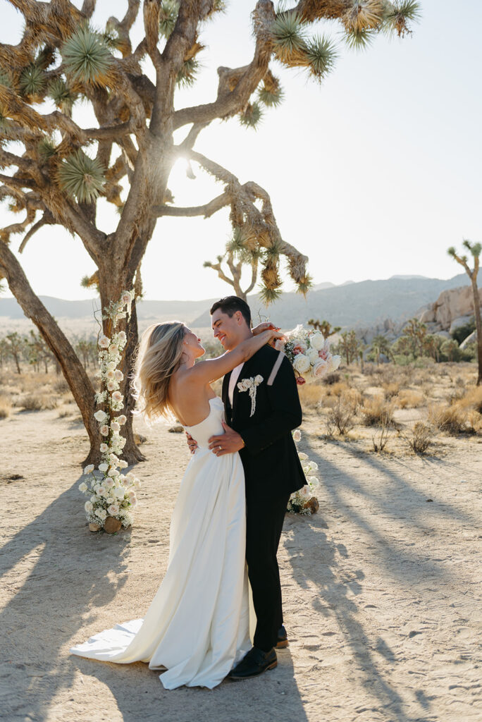 sunset elopement at hidden valley, joshua tree