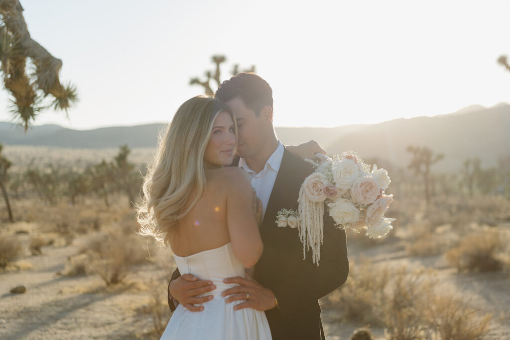 sunset elopement at hidden valley, joshua tree