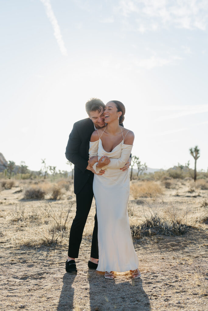 dreamy, playful elopement couple at joshua tree