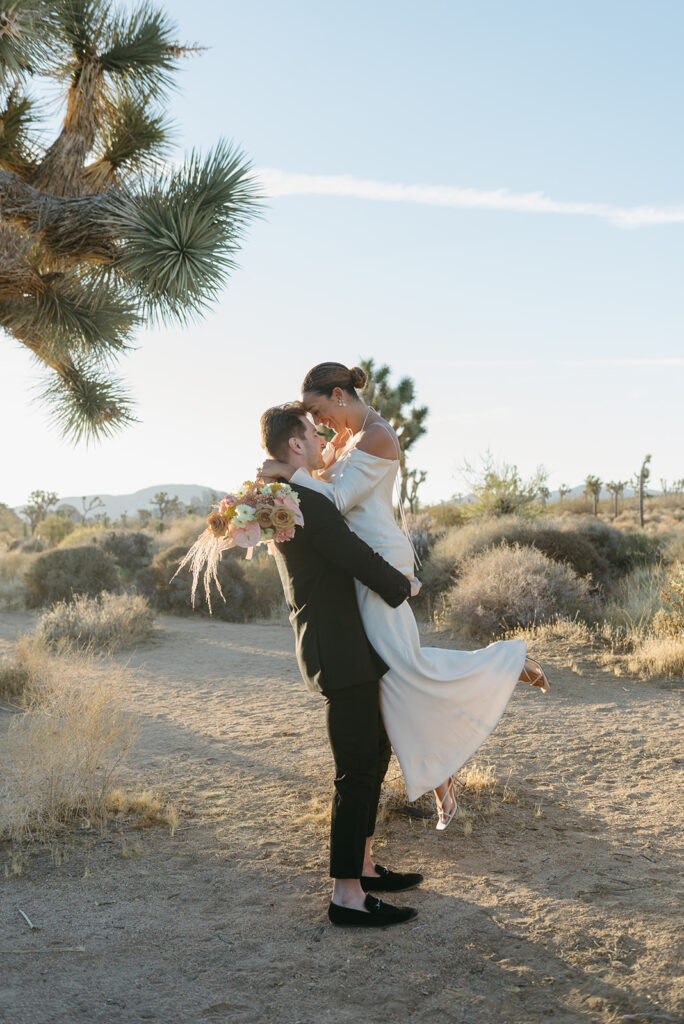 sunrise elopement at quail springs picnic area in joshua tree