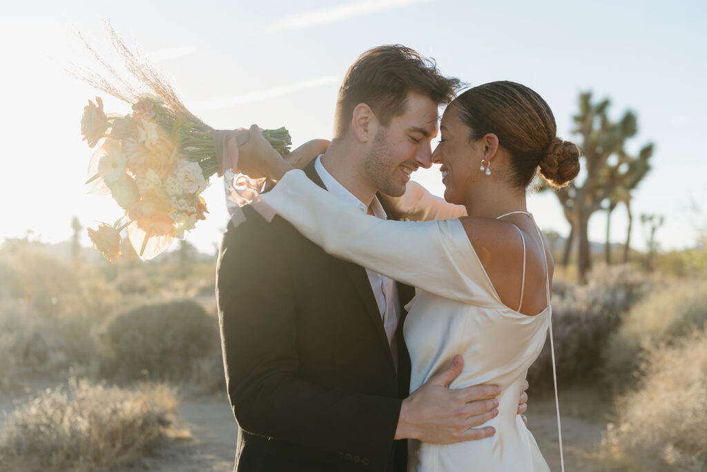 dreamy, playful elopement couple at joshua tree