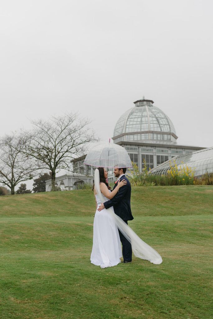 romantic rainy elopement in Lewis Ginter Botanical Garden