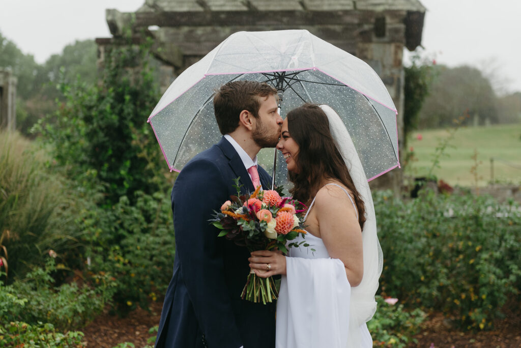romantic rainy elopement in Lewis Ginter Botanical Garden